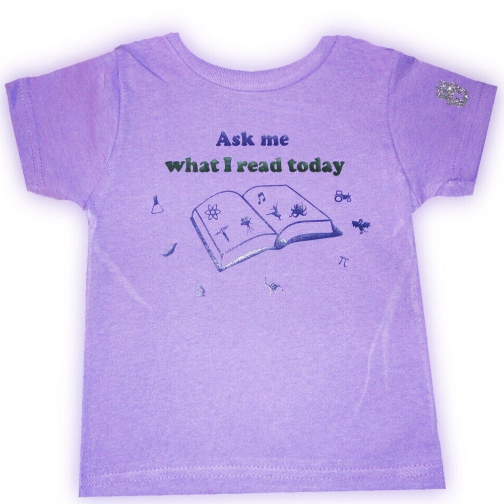Ask Me What I Read Today T-Shirt Lavender Color Size 2